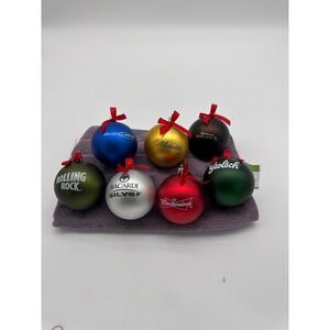 Set of 7 Anheuser Busch Assorted Round Christmas Ornaments - Budweiser, Michelob